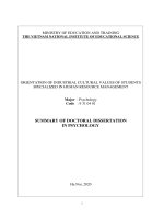 Định hướng giá trị văn hóa công nghiệp của sinh viên chuyên ngành quản trị nhân lực tt tiếng anh 