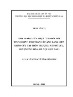 Ảnh hưởng của phật giáo đối với tín ngưỡng thờ thành hoàng làng qua khảo cứu tại thôn thượng, xã phù lưu, huyện ứng hòa, hà nội, hiện nay 