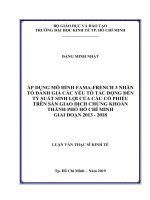 Áp dụng mô hình fama french 3 nhân tố đánh giá các yếu tố tác động đến tỷ suất sinh lợi của các cổ phiếu trên sàn giao dịch chứng khoán thành phố hồ chí minh giai đoạn 2013   2018 