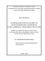 An exploratory study on teachers’ use of the textbook tieng anh thi diem 10 in the classroom at a high school in quang ninh 