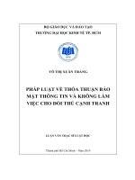 Pháp luật về thỏa thuận bảo mật thông tin và không làm việc cho đối thủ cạnh tranh 
