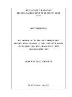 Tác động của các yếu tố vĩ mô đến việc thu hút dòng vốn đầu tư trực tiếp nước ngoài ở các quốc gia châu á đang phát triển giai đoạn 1995 – 2017 