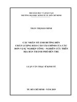 Các nhân tố ảnh hưởng đến chất lượng báo cáo tài chính của các đơn vị sự nghiệp công   nghiên cứu trên địa bàn thành phố bến tre 