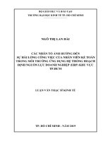 Các nhân tố ảnh hưởng đến sự hài lòng công việc của nhân viên kế toán trong môi trường ứng dụng hệ thống hoạch định nguồn lực doanh nghiệp (ERP) khu vực TP HCM 