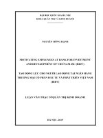 Motivating employees at bank for investment and development of vietnam JSC (BIDV) = tạo động lực cho người lao động tại ngân hàng thương mại cổ phàn đầu tư và phát triển việt nam 