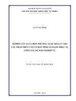 Nghiên cứu lựa chọn phương án dự báo lũ cho các trạm thủy văn cơ bản tỉnh an giang phục vụ công tác dự báo nghiệp vụ 