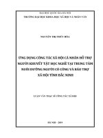 Ứng dụng công tác xã hội cá nhân hỗ trợ người khuyết tật học nghề tại trung tâm nuôi dưỡng người có công và bảo trợ xã hội tỉnh bắc ninh 