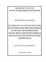 Tác động của các yếu tố chất lượng trải nghiệm xanh, hình ảnh xanh đến sự hài lòng trải nghiệm xanh 