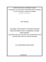 Teachers’ and students’ attitudes towards code switching in EFL classrooms at rural high schools 