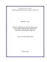 Quản lý “hướng dẫn viên du lịch tự do” hoạt động trên địa bàn thành phố nha trang, khánh hòa hiện nay 