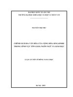 Chính sách đa văn hóa của cộng hòa singapore trong lĩnh vực tôn giáo, ngôn ngữ và giáo dục 