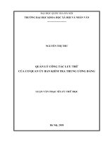 Quản lý công tác lưu trữ của cơ quan ủy ban kiểm tra trung ương đảng 