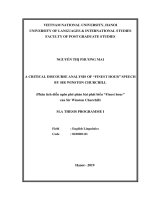 A critical discourse analysis of “finest hour” speech of sir winston churchill = phân tích diễn ngôn phê phán bài phát biểu finest hour của sir winston churchill 