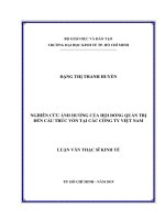 Nghiên cứu ảnh hưởng của hội đồng quản trị đến cấu trúc vốn tại các công ty việt nam 