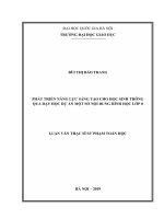 Phát triển năng lực sáng tạo cho học sinh thông qua dạy học dự án một số nội dung hình học lớp 8 