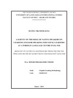 A survey on the role of native speaker on learning english speaking for young learners at a foreign language centre in ha noi 