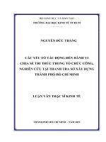 Các yếu tố tác động đến hành vi chia sẻ tri thức trong tổ chức công, nghiên cứu tại thanh tra sở xây dựng thành phố hồ chí minh 