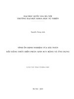 Tính ổn định nghiệm của bài toán bất đẳng thức biến phân afin suy rộng và ứng dụng 