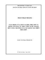 Tác động của chất lượng thể chế và dòng vốn đầu tư trực tiếp nước ngoài đến tăng trưởng của các quốc gia trên thế giới 