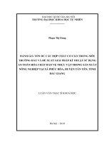 Đánh giá tồn dư các hợp chất cơ clo trong môi trường đất và đề xuất giải pháp kĩ thuật sử dụng an toàn hóa chất bảo vệ thực vật trong sản xuất nông nghiệp 