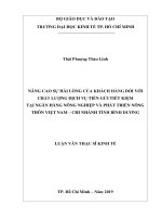 Nâng cao sự hài lòng của khách hàng đối với chất lượng dịch vụ tiền gửi tiết kiệm tại ngân hàng nông nghiệp và phát triển nông thôn việt nam – chi nhánh tỉnh bình dương 