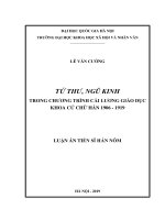 Tứ thư, ngũ kinh trong chương trình cải lương giáo dục khoa cử chữ hán 1906   1919 