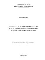 Nghiên cứu, đề xuất giải pháp tăng cường quản lý bền vững khu bảo tồn thiên nhiên ngọc sơn – ngổ luông, tỉnh hoà bình 