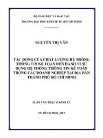 Tác động của chất lượng hệ thống thông tin kế toán đến hành vi sử dụng hệ thống thông tin kế toán trong các doanh nghiệp tại địa bàn thành phố hồ chí minh 