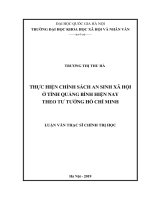 Thực hiện chính sách an sinh xã hội ở tỉnh quảng bình hiện nay theo tư tưởng hồ chí minh 