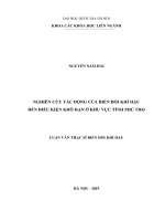 Nghiên cứu tác động của biến đổi khí hậu đến điều kiện khô hạn ở khu vực tỉnh phú thọ 