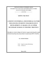 A survey on internal and external factors influencing students’ english fluency development at grade 11 in an upper secondary school in vinh phuc province 
