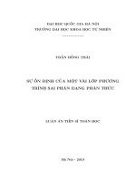 Sự ổn định của một vài lớp phương trình sai phân dạng phân thức 