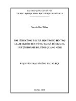 Mô hình công tác xã hội trong hỗ trợ giảm nghèo bền vững tại xã đồng sơn, huyện hoành bồ, tỉnh quảng ninh 