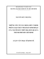 Những yếu tố tác động đến ý định phân loại chất thải rắn sinh hoạt của người dân trên địa bàn quận 3, thành phố hồ chí minh 