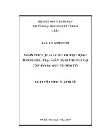 Hoàn thiện quản lý rủi ro hoạt động theo BASEL II tại ngân hàng thương mại cổ phần sài gòn thương tín 