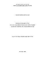 Đánh giá tính bền vững của các loại hình sử dụng đất nông nghiệp tại huyện thường tín, thành phố hà nội 