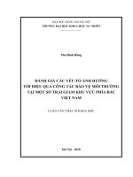 Đánh giá các yếu tố ảnh hưởng tới hiệu quả công tác bảo vệ môi trường tại một số trại giam khu vực phía bắc việt nam 