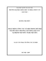 Hoạt động công tác xã hội trong hỗ trợ người chấn thương cột sống liệt tủy tại bệnh viện hữu nghị việt đức 