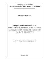 Áp dụng mô hình chuyển giao công nghệ của australia nhằm nâng cao năng lực đổi mới cho doanh nghiệp nhỏ và vừa tỉnh hải dương 
