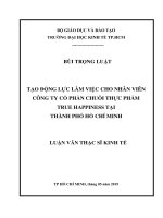 Tạo động lực làm việc cho nhân viên công ty cổ phần chuỗi thực phẩm true happiness tại thành phố hồ chí minh 