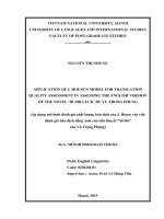 Application of j  house’s model for translation quality assessment in assessing the english version of the novel “dumb luck” by vu trong phung 
