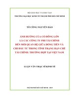 Ảnh hưởng của cổ đông lớn là các công ty phi tài chính đến mối quan hệ giữa dòng tiền và chi đầu tư trong tình trạng hạn chế tài chính  trường hợp tại việt nam 
