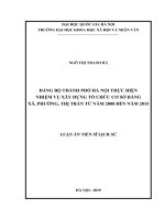 Đảng bộ thành phố hà nội thực hiện nhiệm vụ xây dựng tổ chức cơ sở đảng xã, phường, thị trấn từ năm 2008 đến năm 2015 