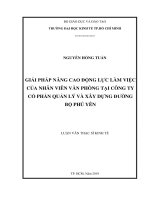 Giải pháp nâng cao động lực làm việc của nhân viên văn phòng tại công ty cổ phần quản lý và xây dựng đường bộ phú yên 