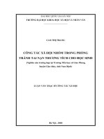 Công tác xã hội nhóm trong phòng tránh tai nạn thương tích cho học sinh (nghiên cứu trường hợp tại trường tiểu học xã giao phong, huyện giao thủy, tỉnh nam định) 