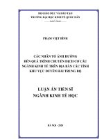 Các nhân tố ảnh hưởng đến quá trình chuyển dịch cơ cấu ngành kinh tế trên địa bàn các tỉnh khu vực duyên hải trung bộ 
