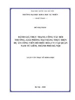 Đánh giá thực trạng công tác bồi thường, giải phóng mặt bằng thực hiện dự án công viên hồ điều hòa CV1 tại quận nam từ liêm, thành phố hà nội 