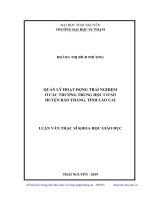 Quản lý hoạt động trải nghiệm ở các trường trung học cơ sở huyện Bảo Thắng, tỉnh Lào Cai (Luận văn thạc sĩ)