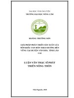 Giải pháp phát triển sản xuất lúa nếp khẩu tan đón theo hướng bền vững tại huyện văn bàn, tỉnh lào cai 