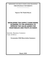 Phát triển mô hình chuỗi cung ứng theo tiếp cận nâng cao giá trị gia tăng mặt hàng rau quả trên địa bàn thành phố hà nội tt tiếng anh 